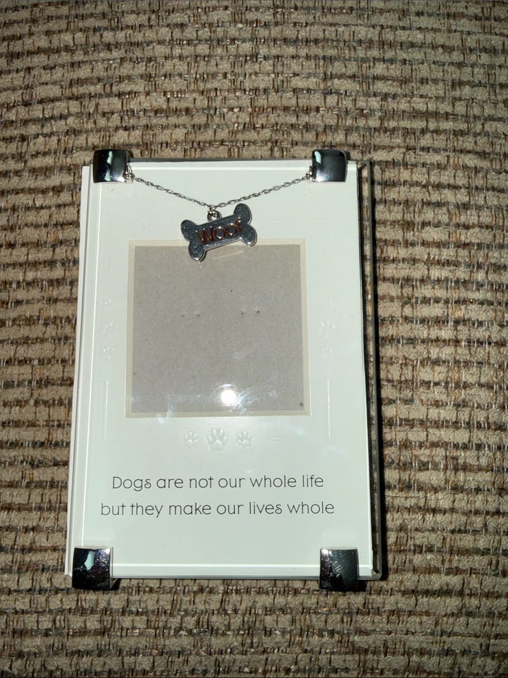 Silver 'Dog' Bone Photo Frame - White Accent 2.5x2,5 picture